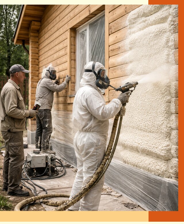 Утепление дома из бруса ППУ в Кулебаках от 3968 руб/м2 под ключ | ТепломастерКлб