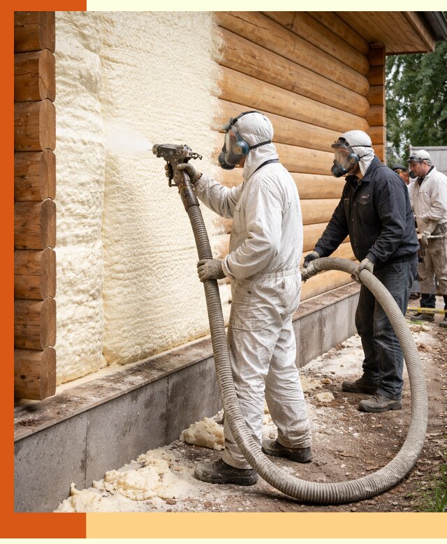 Утепление дома из бруса пенополиуретаном в Кулебаках