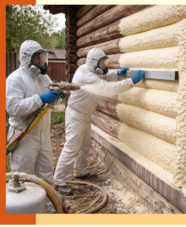 Утепление бревенчатого дома ППУ в Кулебаках эффективной изоляцией