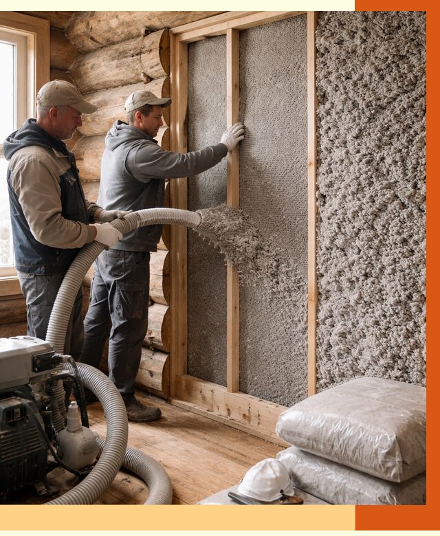 Утепление бревенчатого дома эковатой в Кулебаках от 2834 руб. | ТепломастерКлб