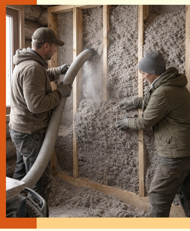 Утепление бревенчатого дома эковатой в Кулебаках