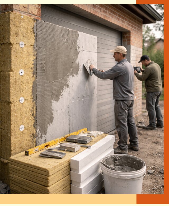 Утепление гаража снаружи в Кулебаках от 4329 руб. за м2 — наружное утепление под ключ | ТепломастерКлб