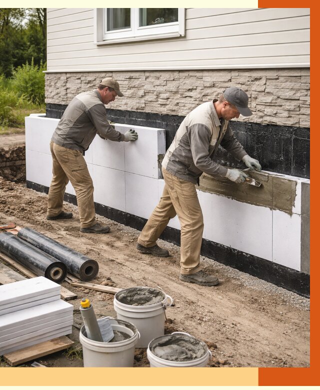 Утепление фундамента снаружи в Кулебаках от 4329 руб. за м² | ТепломастерКлб