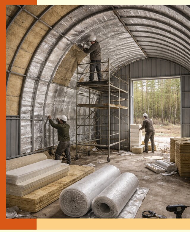 Утепление арочного ангара под ключ в Кулебаках