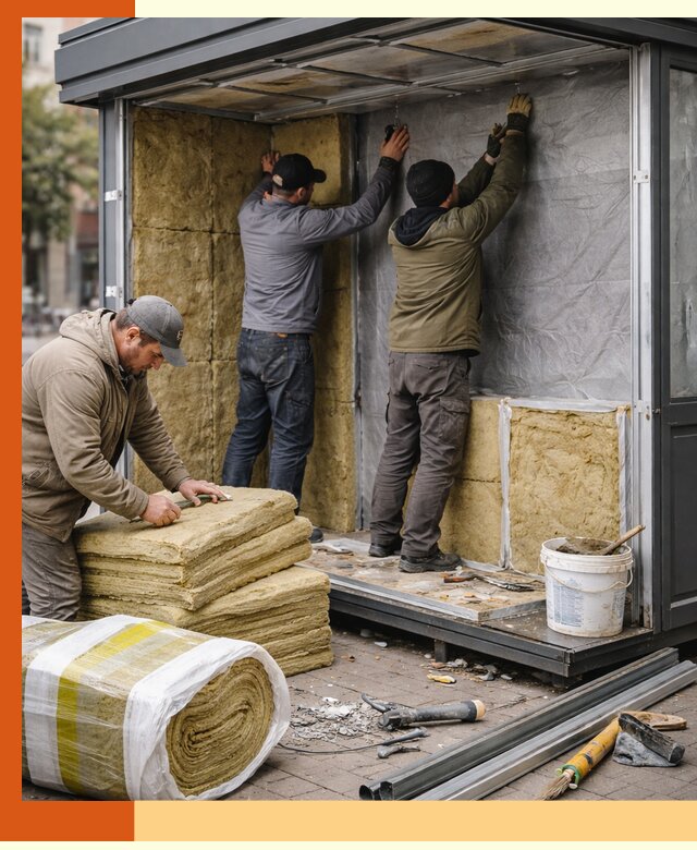Утепление павильона шаурмы под ключ в Кулебаках