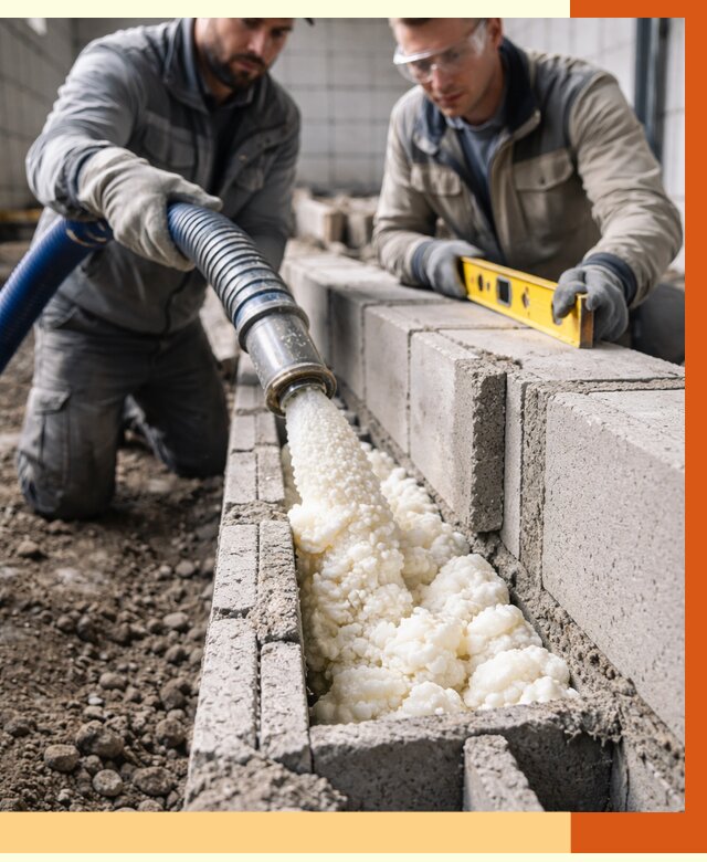 Заполнение колодцевой кладки ППУ в Кулебаках от 4329 руб. за м2 | ТепломастерКлб